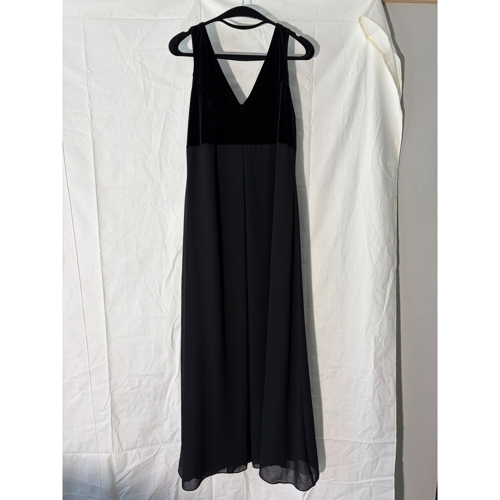 Scott McClintock Vintage Black Velvet V-Neck Formal Maxi Dress Gown Size 16